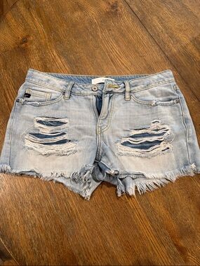 KanCan Light Blue Distressed Frayed Jean Shorts